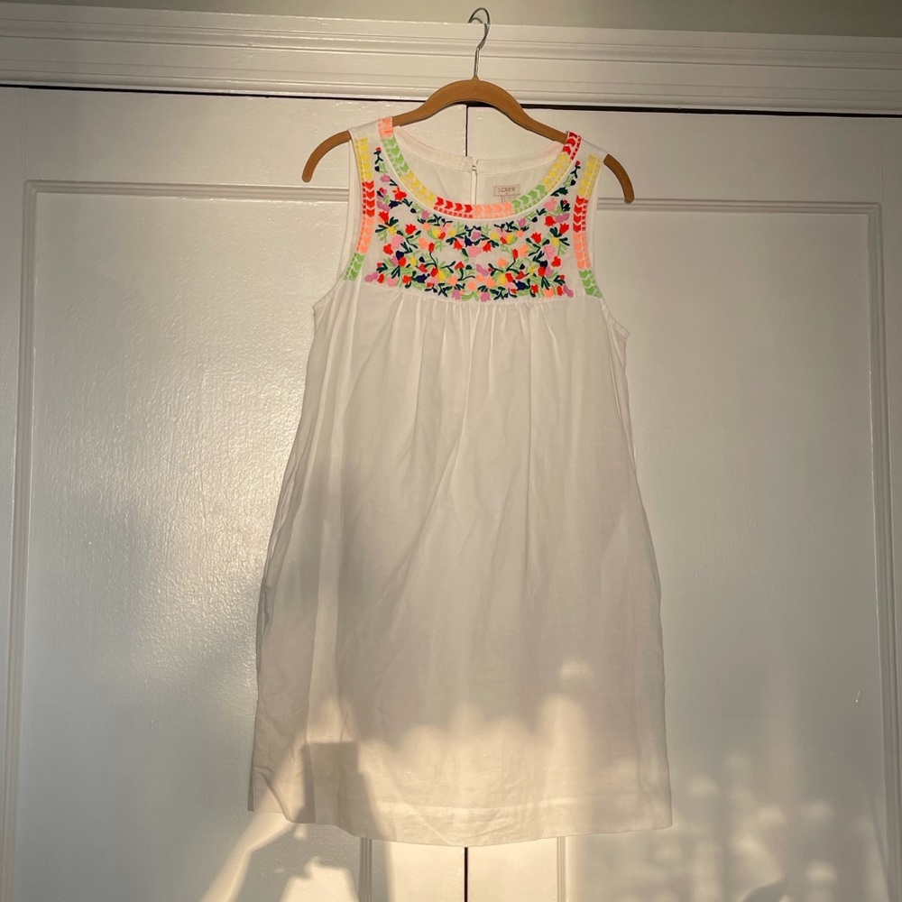 j.crew shift style dress w/mexican vibe embroidery